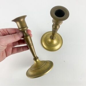 Antique Pair of Brass Candlesticks Candle Holders French Victorian Classic Decor